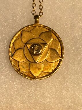 Satya Chakra Gold Clad Lotus Pendant Necklace with Citrine Center Crystal